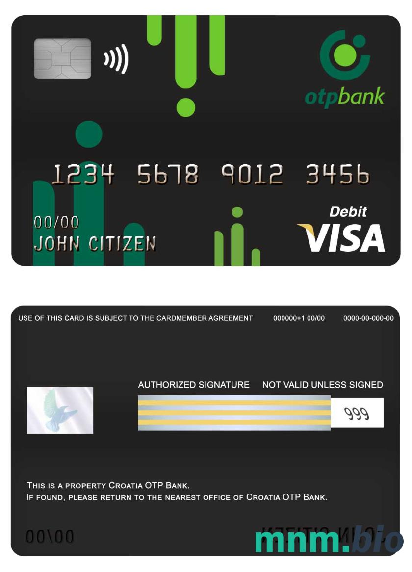 Croatia OTP bank visa debet karta przykład w formacie PSD